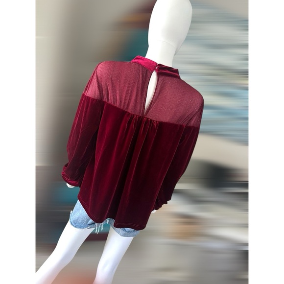 CES FEMME Beautiful burgundy velvety blouse S M L - Picture 4 of 9